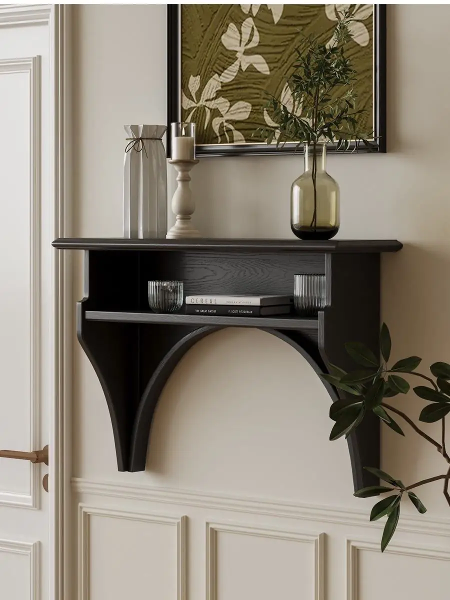 Alternate room view of the arched wall-mounted display console
