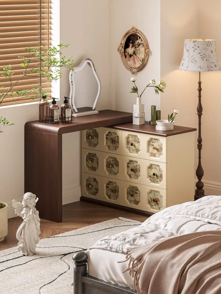 Three-quarter perspective of the dressing table and side work surface