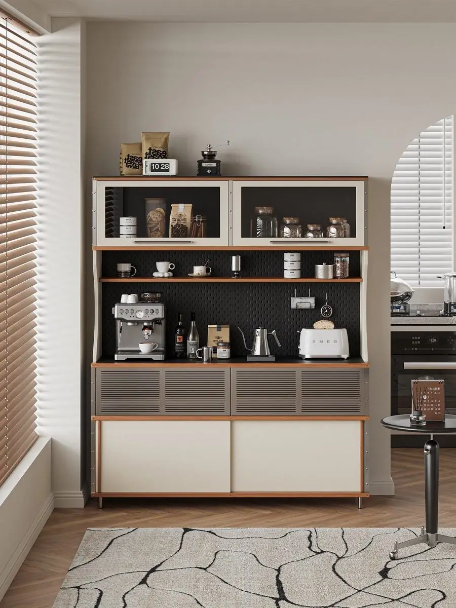 Full frontal view of the wide beverage hutch