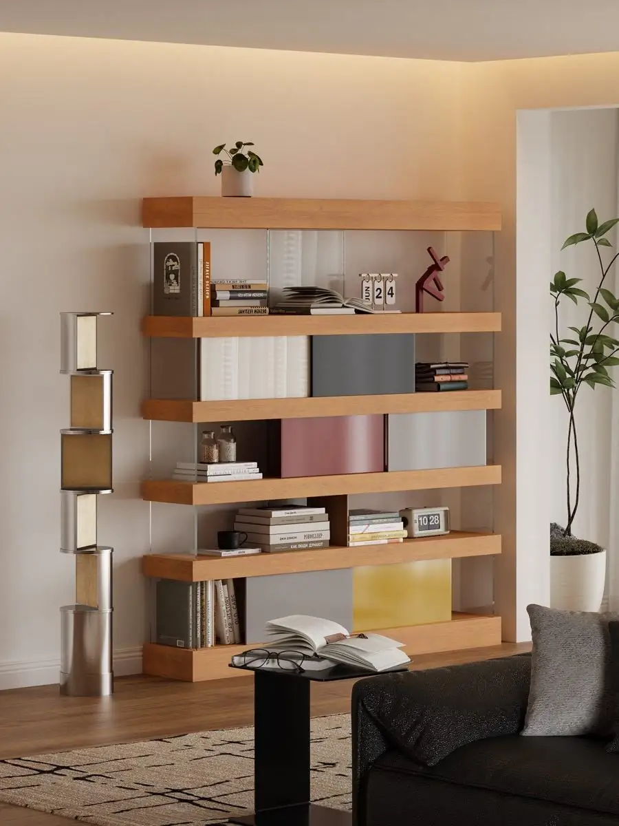 Close view of shelf joints and coloured inserts