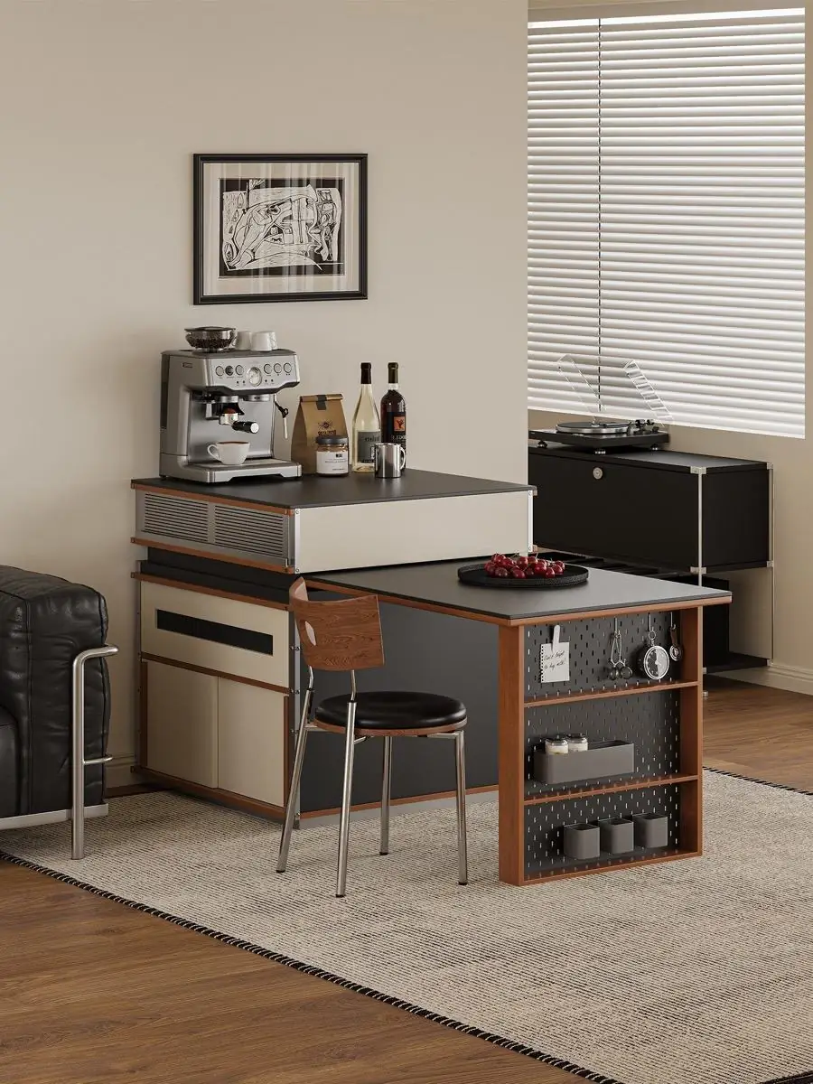 Final lifestyle view of the modular kitchen preparation island