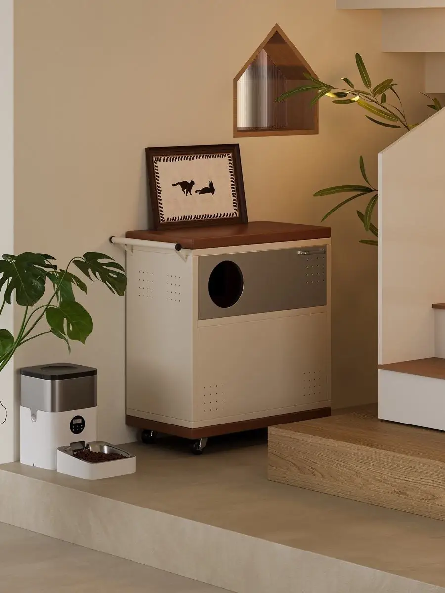 Closer product view of the ventilated mobile pet care cabinet