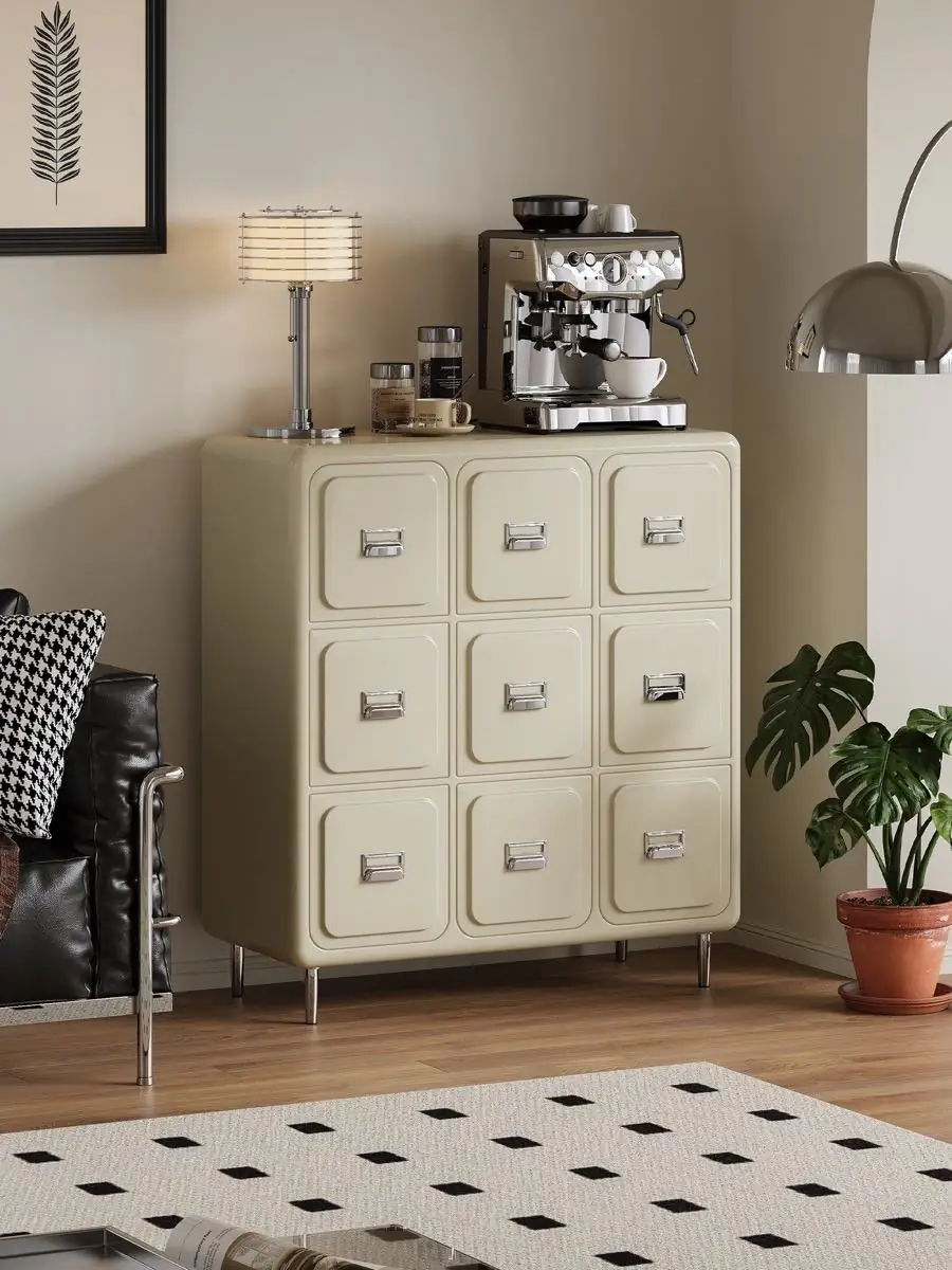 Alternate room view of the nine-drawer storage cabinet