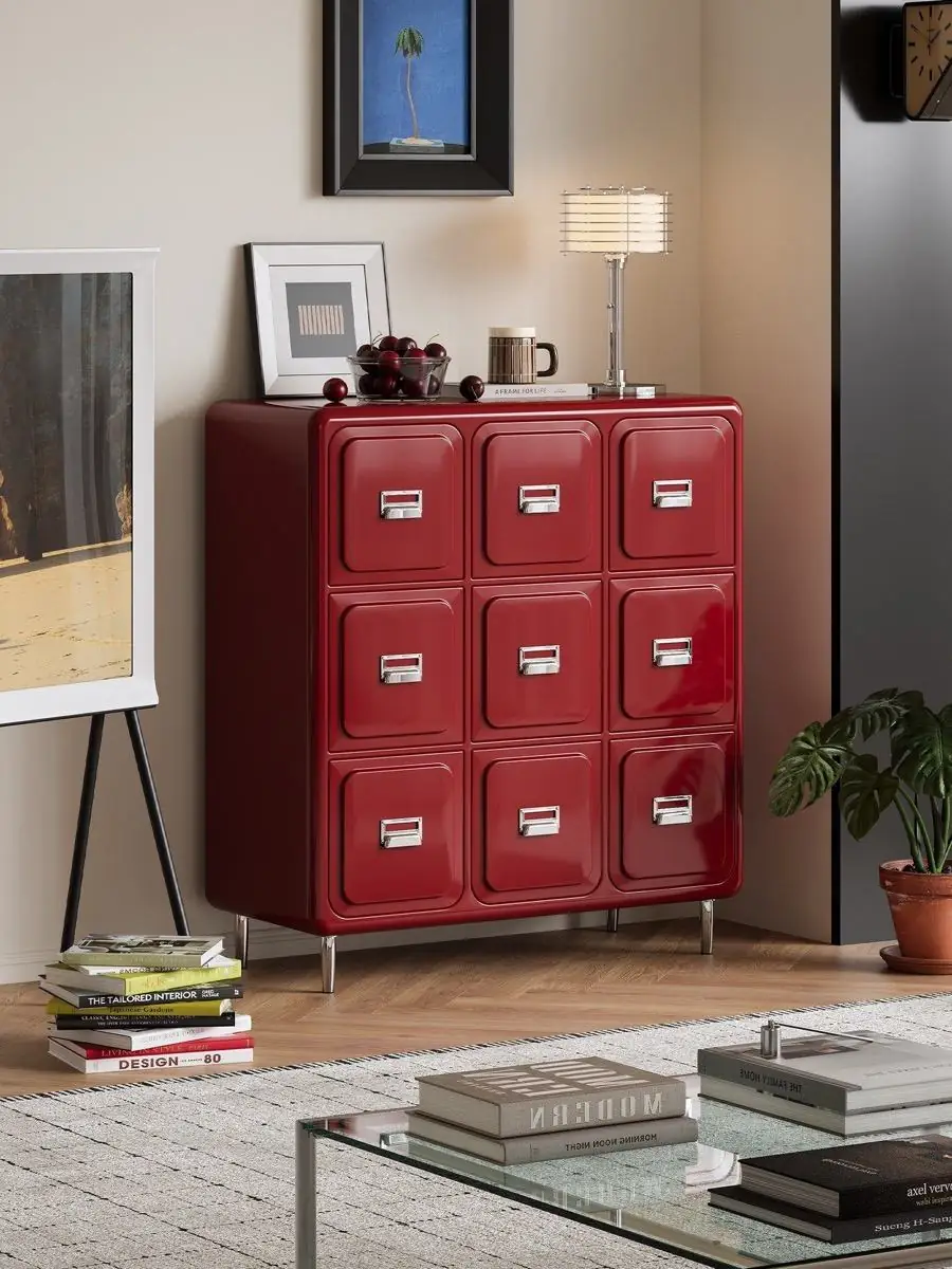 nine-drawer storage cabinet shown in a second interior setting