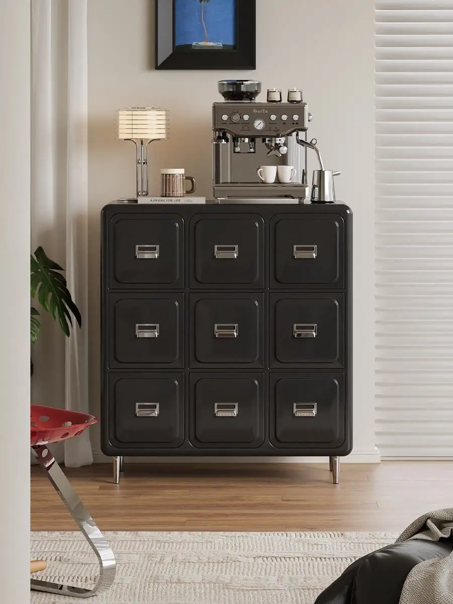 Material and form study of the nine-drawer storage cabinet