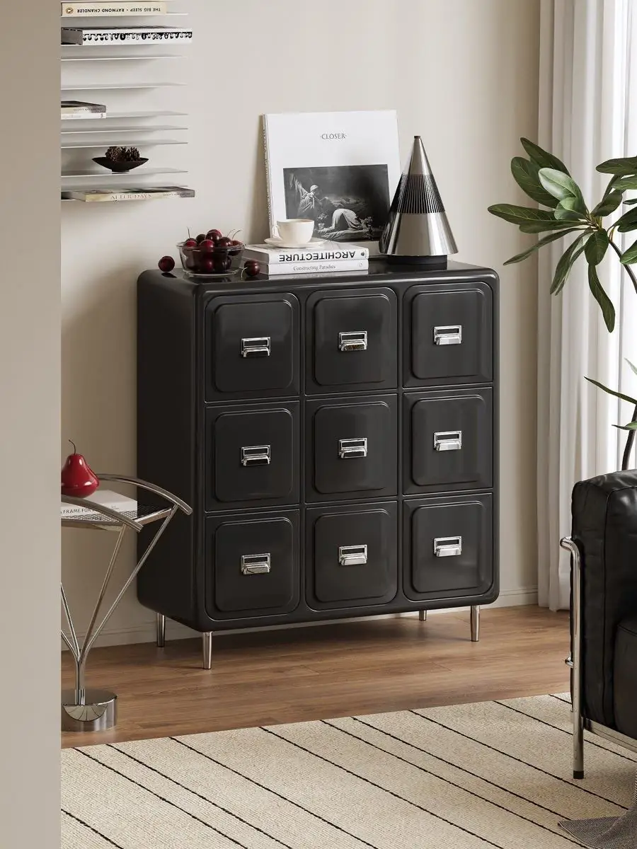 Final lifestyle view of the nine-drawer storage cabinet