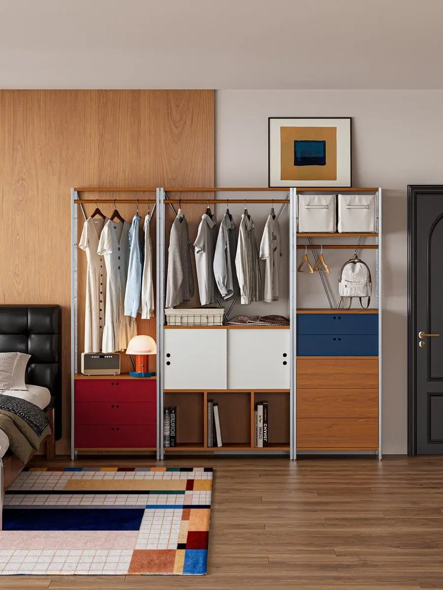 Full room view of the open wardrobe grid