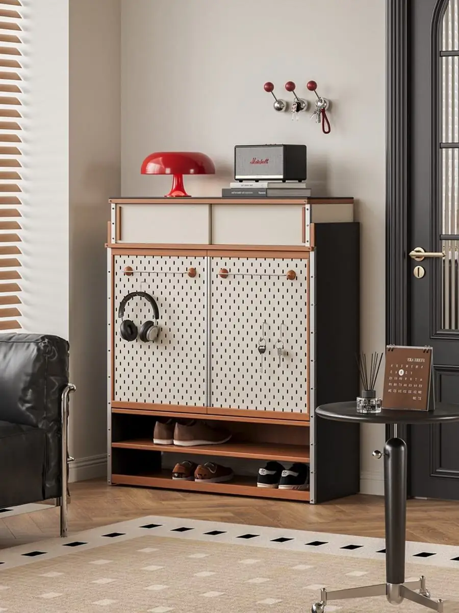 Alternate room perspective of the vintage-inspired cabinet