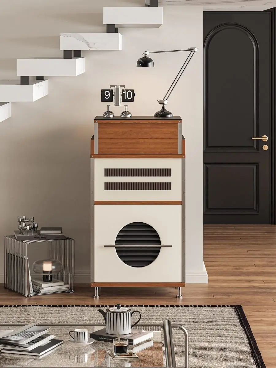 Full-height view of the cabinet's circular focal opening