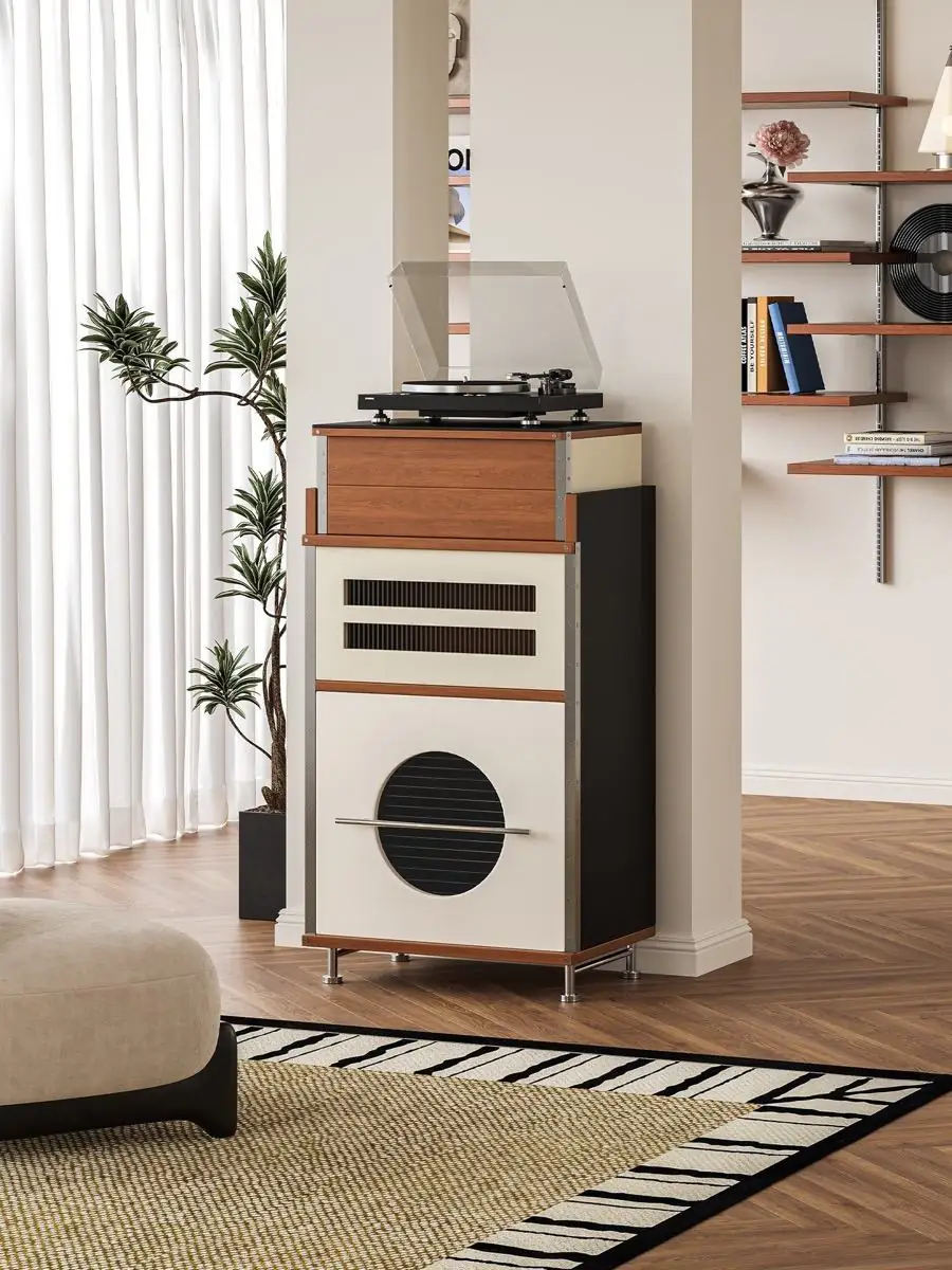 Cabinet staged as a compact vertical storage object