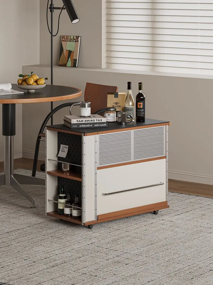 Service cabinet staged as a compact bar trolley