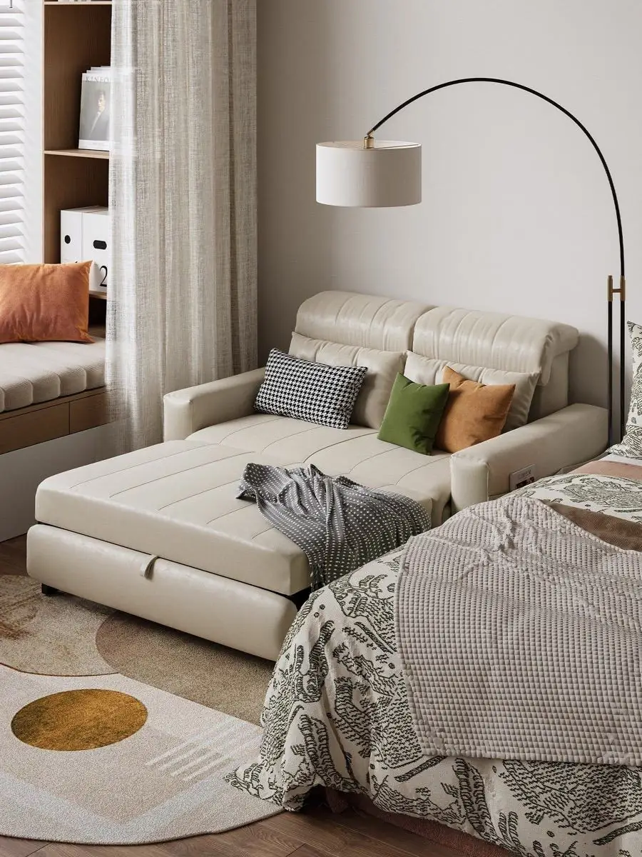Cream colour variant of the loveseat in upright mode