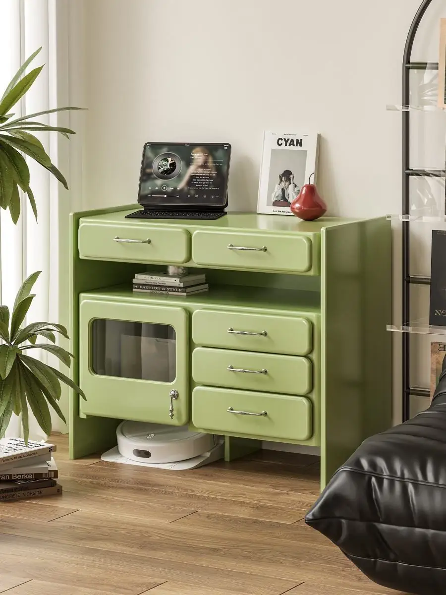 multifunction home-office service console presented in a styled residential interior