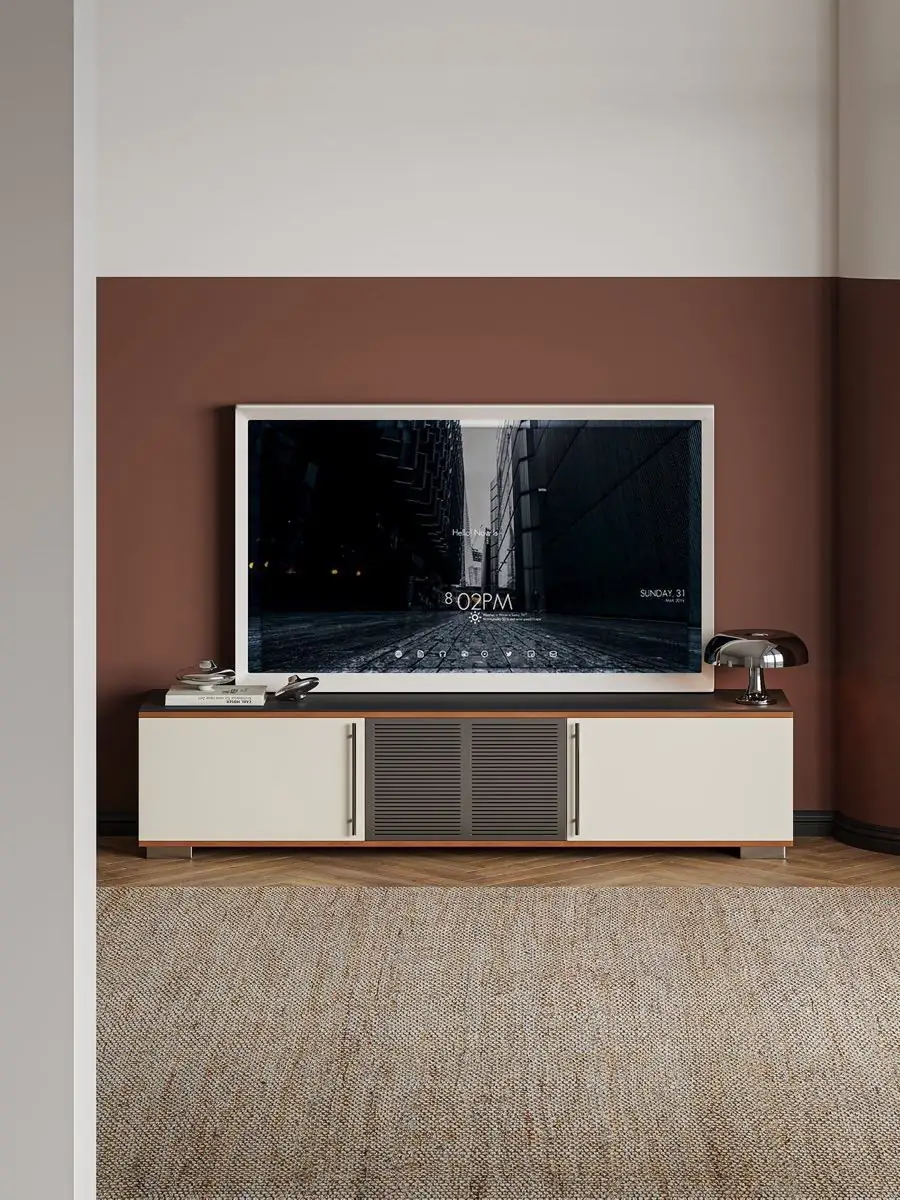 Living room composition with the console and lounge seating