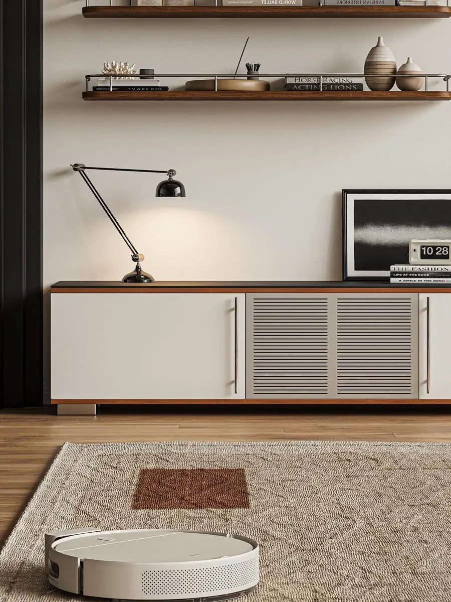 Final wide perspective of the media console