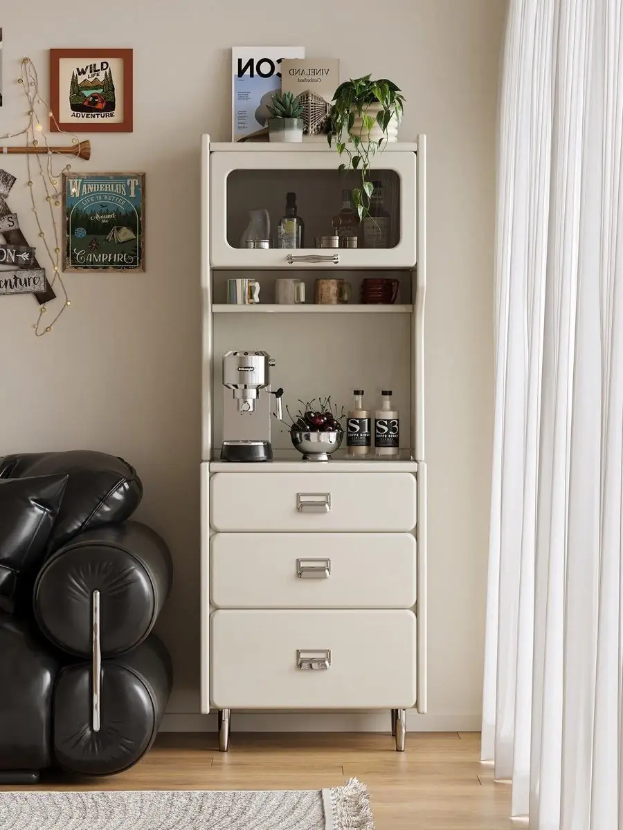 Closer product view of the tall vertical beverage station cabinet