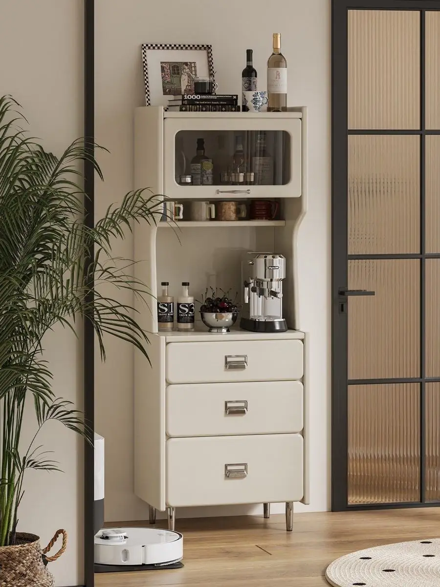 tall vertical beverage station cabinet shown in a second interior setting