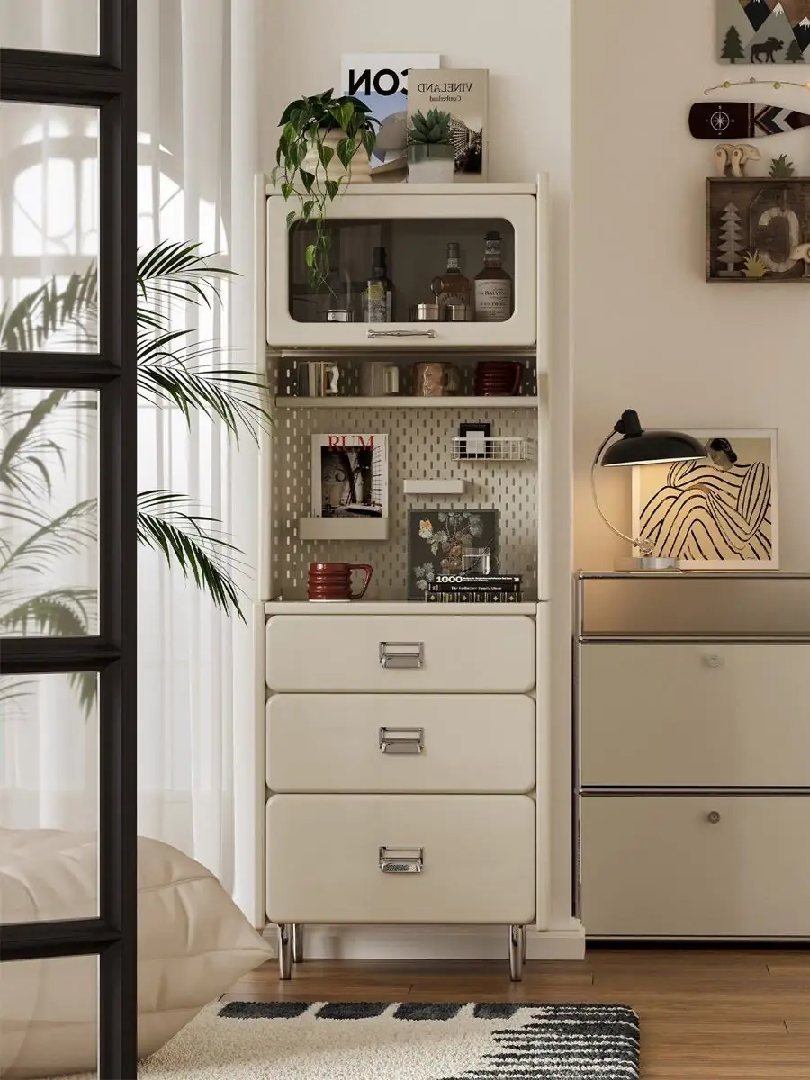 Material and form study of the tall vertical beverage station cabinet