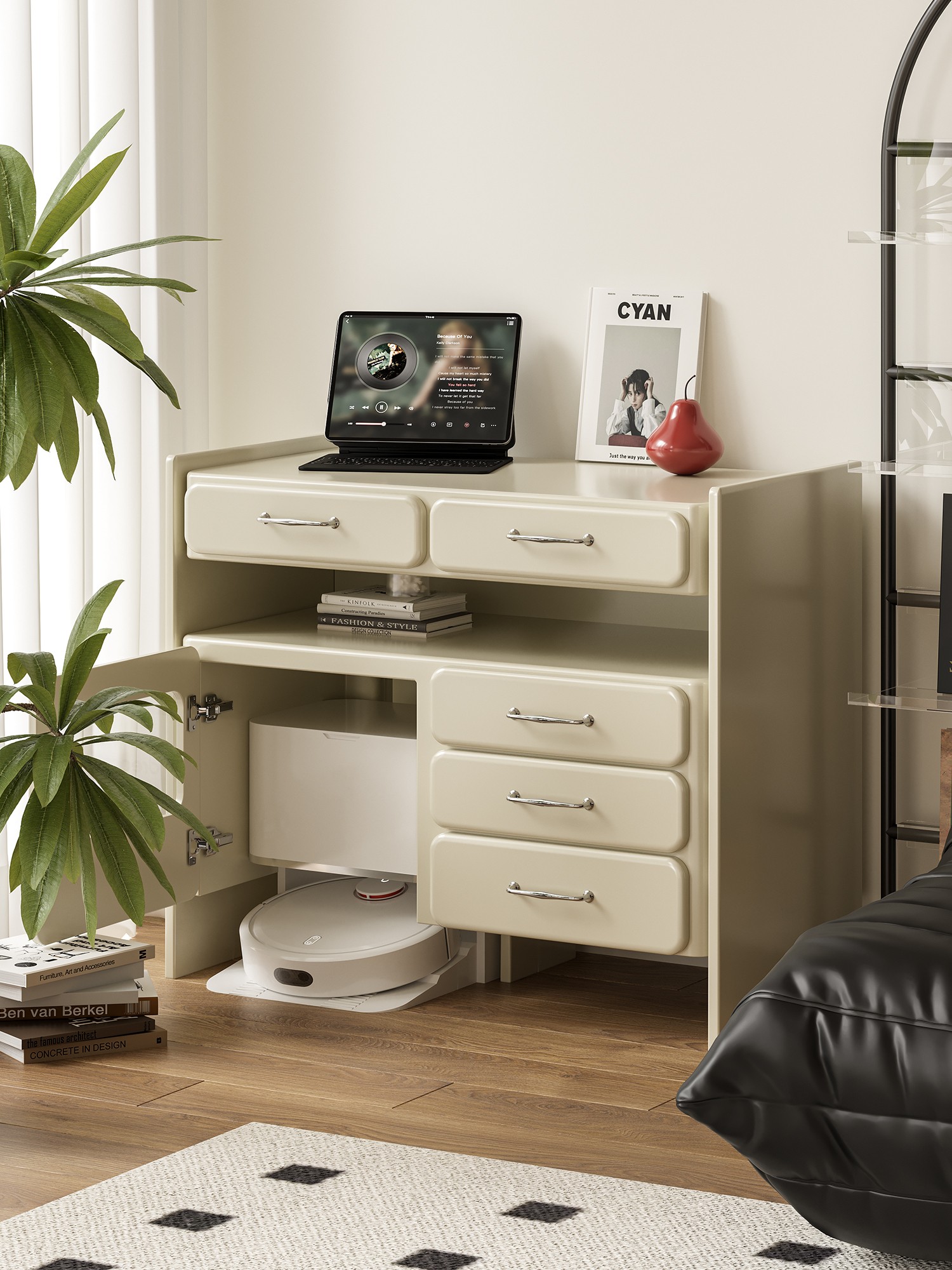 Alternate room view of the multifunction home-office service console