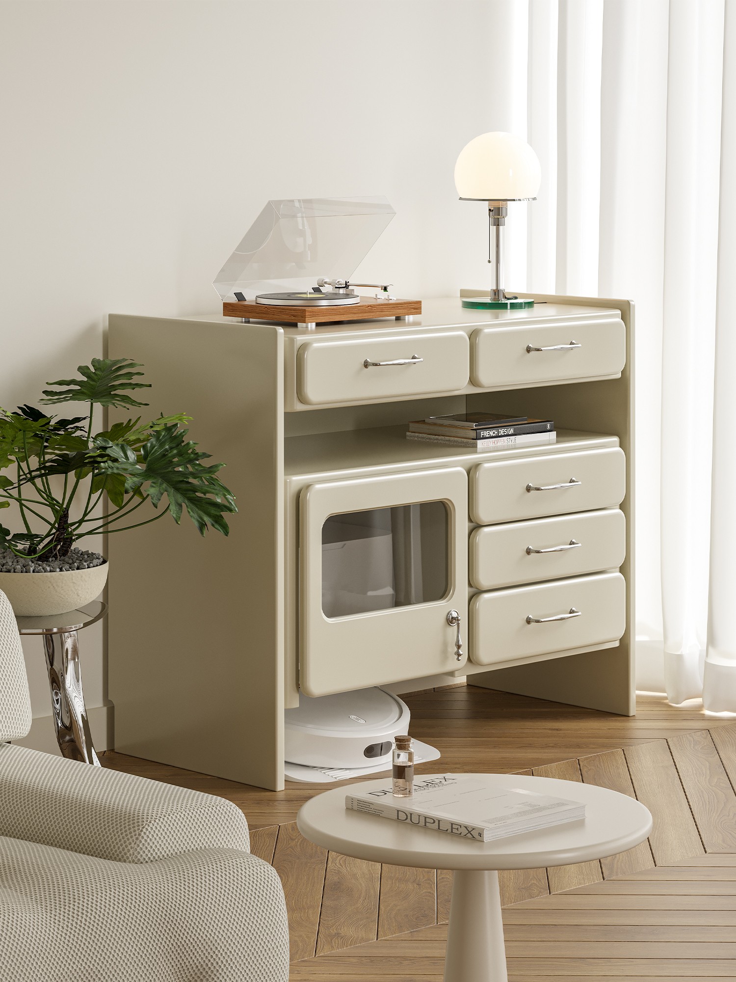 Material and form study of the multifunction home-office service console