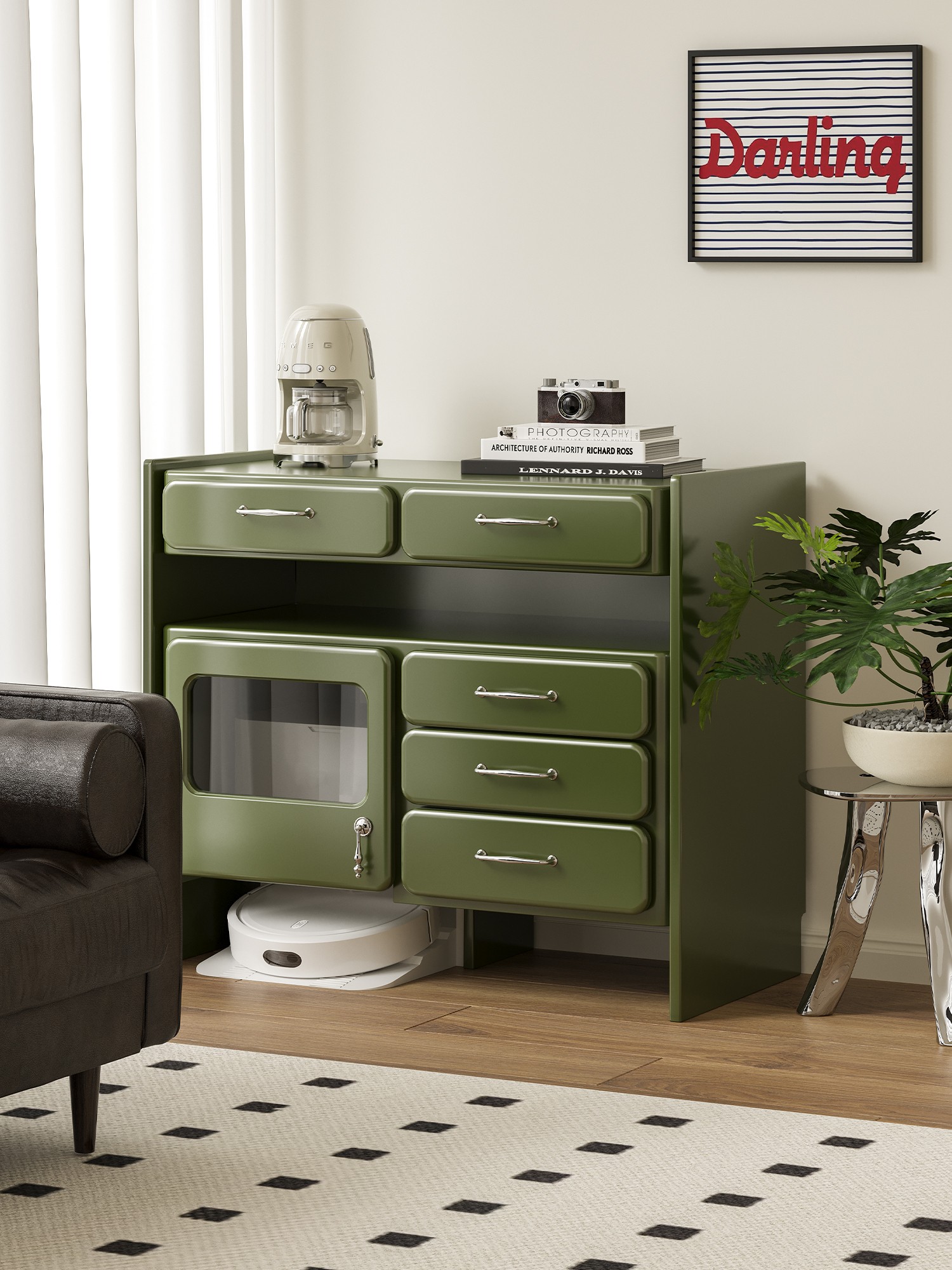 Final lifestyle view of the multifunction home-office service console
